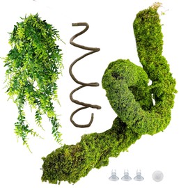 BNOSDM Reptile Plants,Flexible Rainforest Vines with Moss,Bendable Jungle Climbing Vines,Terrarium Artificial Plants Decor for Bearded Dragon,Hermit Crab,Snake,Geckos,Chameleon,Lizard