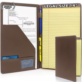 Legal Size Padfolio, 8.5 x 14 Inch Portfolio Folder for Legal Pad, Professional Padfolio for Job Interviews, Business Meetings, and Attorneys (Dark Brown)