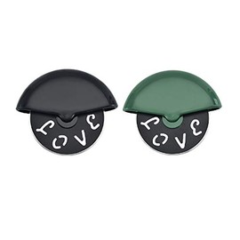 IKAAR 2pcs Pizza Cutter, Pizza Cutter Wheel Hob, Bakery Pizza Cutting Tools, Mini Pizza Cutters (Black + Green)