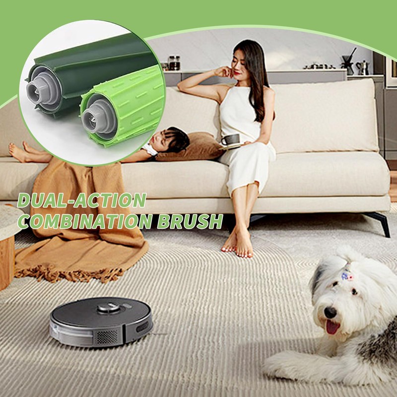 2 Sets Replacement Rubber Brushes Rollers Compatible with iRobot Roomba