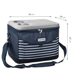 anndora Picnic Cooler Bag 22 Litres TW-1885-230 - Navy Blue White - Cool Bag with Integrated Cup Holder - Includes 2 anndora Ice Packs