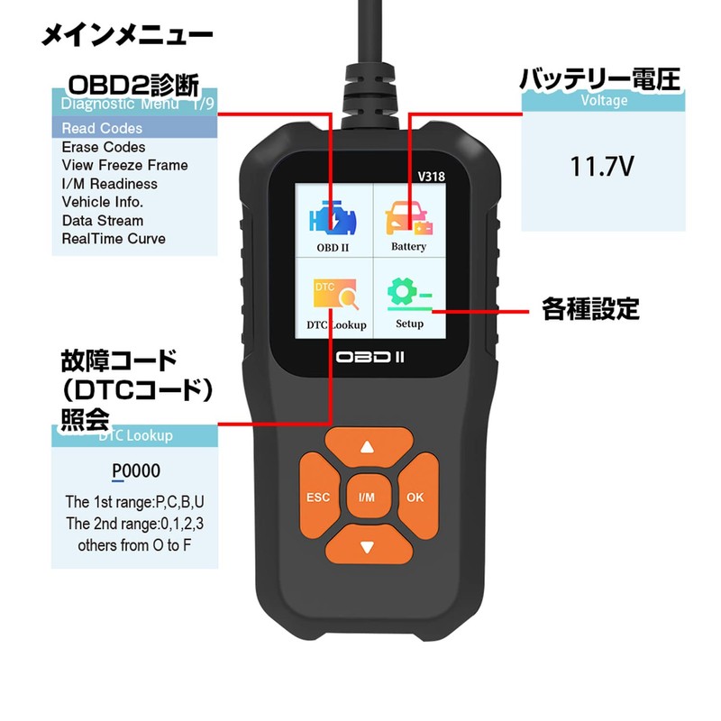 MAXWIN OBD-DIA01 OBD2 Diagnostic Device Vehicle Fault Diagnosis OBD Japanese