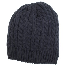 Atano Mens Cable Knit Beanie Hat with Warm Plush Lining Blue