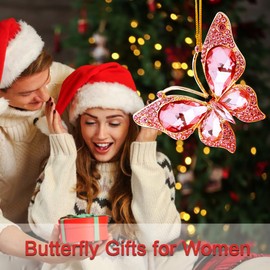 Butterfly Christmas Ornaments 2024, Butterfly Ornaments for Christmas Tree, Pink Christmas Ornaments for Kids, Pretty Ornaments for Girls, Beautiful Butterfly Gifts for Women
