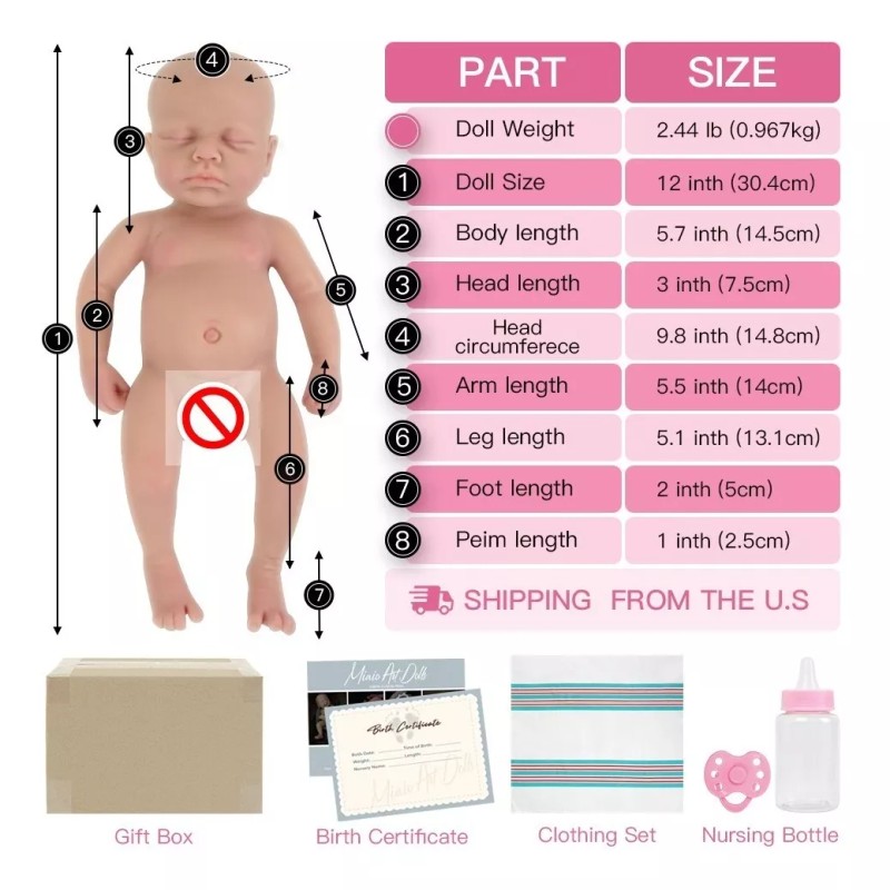 Miaio Muñeco De Bebe De Silicona De Cuerpo Completo