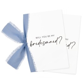 DEEKA 11 PCS Will You Be My Bridesmaid Proposal Card with Chiffon Ribbon Maid of Honor Proposal Box Stuffers Bridesmaid Gifts Bulk Wedding Invitations (Blue)