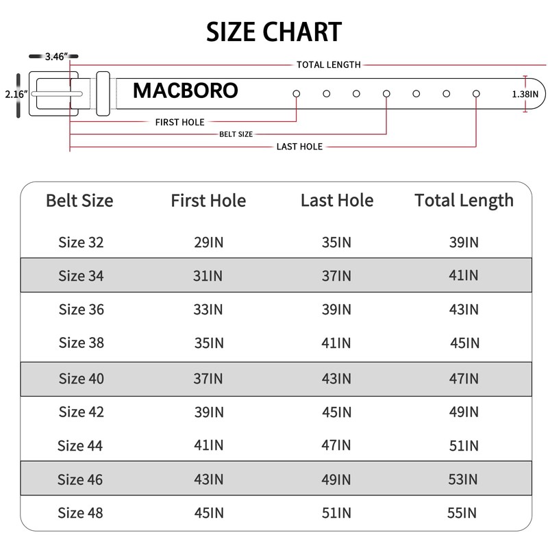 MACBORO Big Buckle Reversible Leather Belt | TSA Approved, Hypoallergenic,