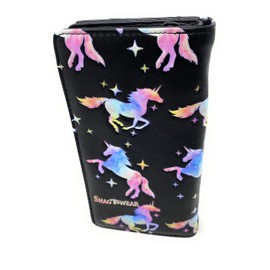 Shag Wear Whimsical Unicorn Wallet for Women and Teen Girls Vegan Faux Leather 7" Black