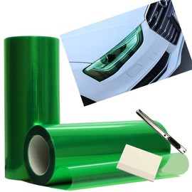 12 by 48 Inches Self Adhesive Headlight, Tail Lights, Fog Lights Tint Vinyl Film with Knife and Hand Tool (Green)