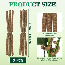 2PC Bendable Plant Climbers Stem Holders, 11.8 Inch Natural Coconut Fiber Climbing Houseplant Monstera Stem Supports, Reusable Flower Plant Stakes Trellis Stem Growth Accessories for Plant Indoor