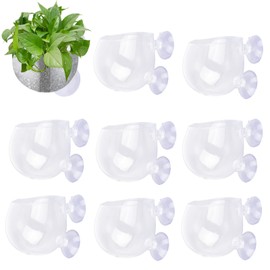 8pcs Aquarium Plant Holder, Glass Aquarium Planter Suction Cup Fish Tank Plant Pots Clear Aquatic Plants Cup for Hydroponic Cultivation Water Feature Decoration