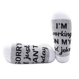 JXGZSO 1 Pair Dad Jokes Gift Sorry I Just Can't Today I'm Working On My Dad Jokes Socks Fathers Day Gift (Working On My Dad Jokes 1 Pair)