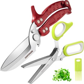 Heavy Duty Poultry Shears 2pcs Set, Kitchen Shears for Food, All Purpose, Chicken, Meat, Herb Salad Scissors for Chicken Turkey, Dishwasher Safe