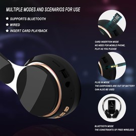 SPOTFISH Headband Wireless Bluetooth 5.3 Headphones,Over Ear Headphones High Fidelity Stereo Audio,Built in Call Microphone(White)