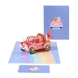 Valentines Anniversary Card Birthday Women - Wedding Valentines Day Cards or Mothers Day Card, Romantic Love Thank You Greeting Card for Wife Her Him Sister Dad Fiancée Daughter Son (Love Car)