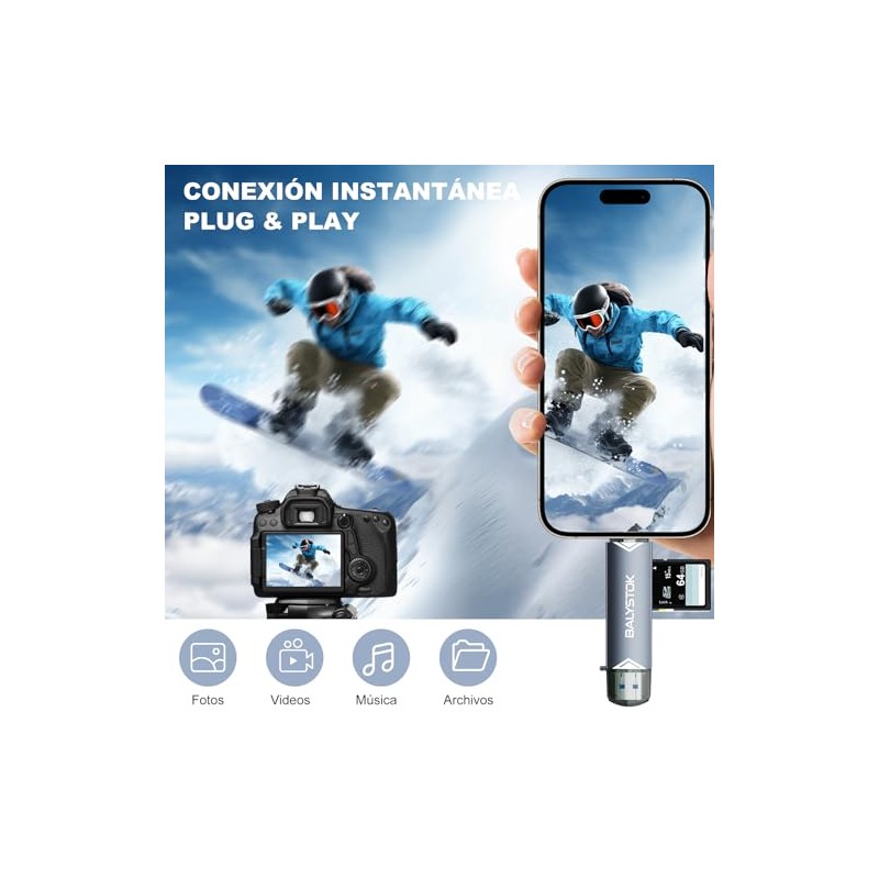 Lector de Tarjetas SD USB C y USB A, Adaptador