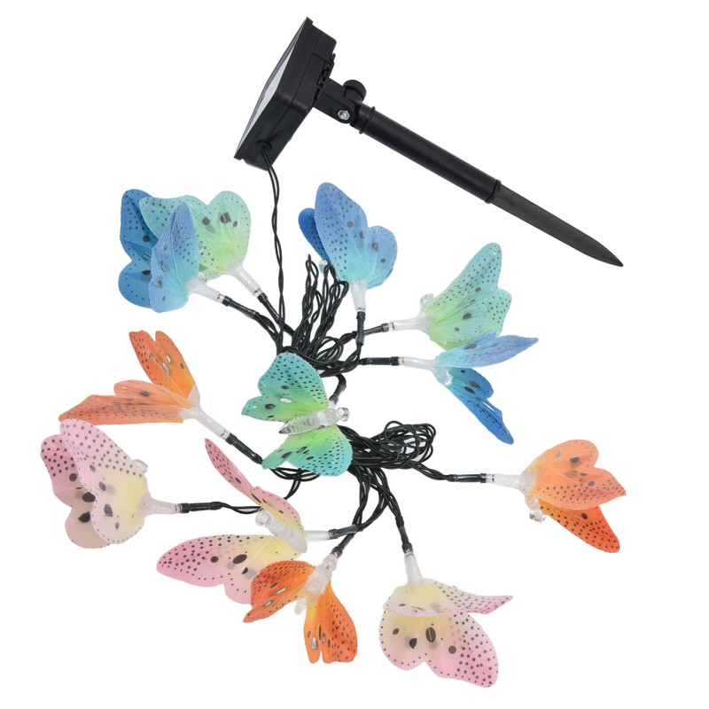 Solar Light String 12 LED IP44 Waterproof Colorful Butterflies Lamp