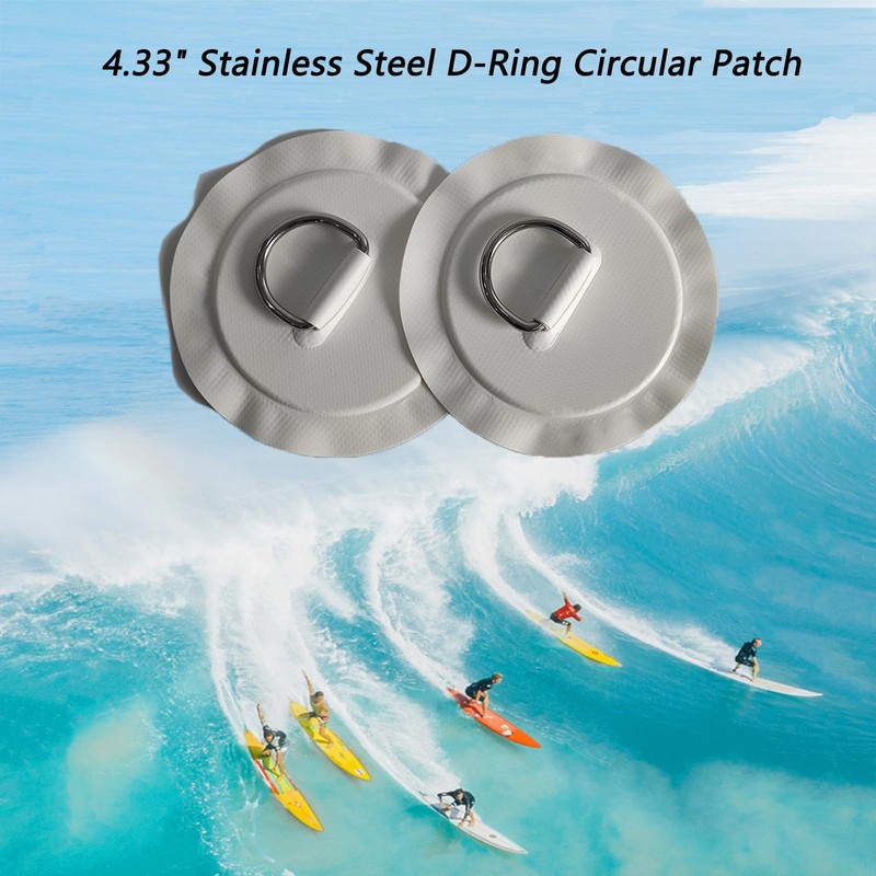 TONLOOEEL 6 Pack 4.33"/11cm Stainless Steel D-Ring Circular Patch for