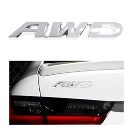 Wevdn AWD Emblem Sticker, 3D Metal Letter Badge Decal for Car Tailgate Side, Non-Fading AWD Emblem Sticker Fit Vehicle Tailgate Side Fenders, Universal Car Accessories (Silver)