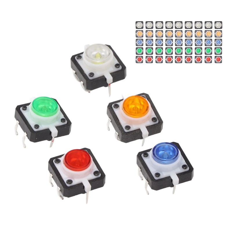 50pcs Mini Push Button ABS Push Button Switch with LED