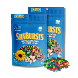 SunBursts Regular Mix - Pack of 2 - Candy Coated, Chocolate Covered Sunflower Seeds - 7.4oz. Resealable Bags By Lyza's Sweets & Treats