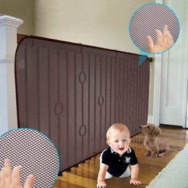 Adsoner Child Safety Net - 10ft L x 2.5ft H, Balcony, Patios and Railing Stairs Netting, Safe Rail Net for Kids/Pet/Toy, Sturdy Mesh Fabric Material (Brown)