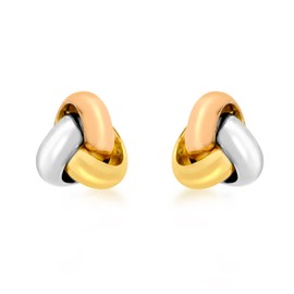 Carissima Gold Women's 9ct (375) 3-Colour Gold 9 mm Triple Knot Stud Earrings, One size, 9ct Gold, No Gemstone