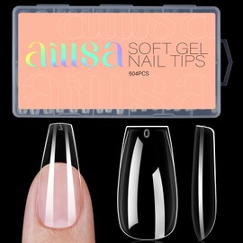 AILLSA Coffin Nails Tips 504PCS Clear Full Cover Nails Medium Soft Gel Fake Nail Tips for DIY Press on Nail Extension, False Acrylic Preshaped Nail Tips (12 Sizes)