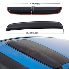 LLPTA 1pcs Fit 28"-34" Moonroof/Sunroof Smoke Acrylic Tape-On Sun/Rain Guard Top Sun/Moon Roof Visor 35"/89cm (34" Between The Inner Edge) Universal Small Size