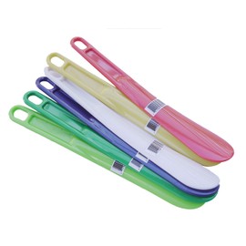 Lot of 6 Plastic Colored Shoe Horns 10 x 1.5" Sturdy 4 mm Thick