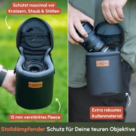 C-Rope Waterproof Lens Bag with Waterproof Zip - Protective Bag for Camera Lenses - Premium Lens Bag, black, M, Backpack