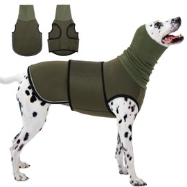 KOESON Dog Calming Hoodie, Pet Thunder Jacket with Ear Wrap, Breathable Dog Anti-Anxiety Vest for Thunder, Fireworks, Travel, Separation, Comfort Pet Anxiety Relief Wrap, Army Green 3XL