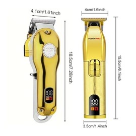 Razors 2pcs Men's Premium Wireless Hair Clipper - Precision Shaving and Trimming Machine with USB Charging,Perfect Choice for The Home(Two Gold Set A)