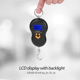 Electric Digital Fish Scale Portable Weight Scale Data Lock Function Auto-Off with LCD Display for Fishing Luggage (Black) Fishing Tools and Accessories