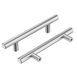 Qobobo Cabinet Handles, Stainless Steel, Silver, Pack of 10, Cabinet Door Handles, Kitchen Handles, Hole Spacing 128 mm, Drawer Handles, Hole Spacing, Furniture Handles, 128 x 200 x 32 mm