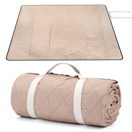 MEIRILE Oversize Picnic Blankets with Foldable, Waterproof & Sand Proof Blanket Made of PEVA for Camping,Park, Beach,Grass,Outdoor,Portable mat (Light Brown, 60"x80")