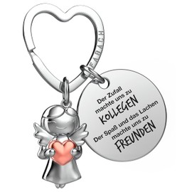 FABACH Best Colleague Keyring Guardian Angel Lucky Charm with Heart and Engraving – Farewell Colleague Farewell Gift – Gifts Work Colleague Gift for Colleague with Heart, Friends