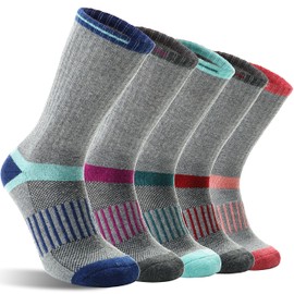 Merino Wool Hiking Socks for Women Men Thermal Warm Winter Crew Cozy Work Gifts Stocking Stuffers Socks for Women Men 5 Pairs (Light,L)