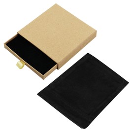 HXMJIED Jewelry Gift Box With Velvet Bag, 9x9x1.7cm Necklace Bracelet Earring Kraft Organizer Box, Portable Square Lidded Pendent Storage Case, Brown Small Gift Box, Necklace and Earring Gift Box