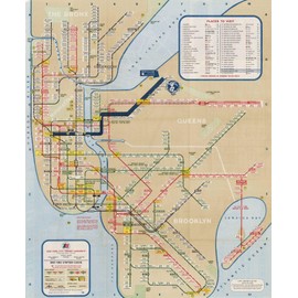 Historic Pictoric Map - New York City Transit Maps, NYC World's Fair Subway Map 1964 Railroad Cartography - Vintage Poster Art Reproduction - 24in x 30in