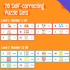 1-20 Number Puzzles, 20 Self-Correcting Matching Puzzle Set, Educational Counting