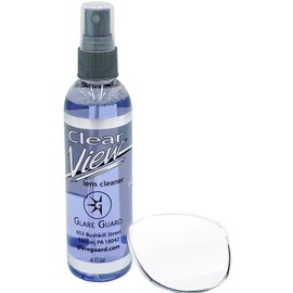 Glare Guard Clear View Lens Cleaner, Anti-Streak Glasses Cleaner, Anti-Glare Pro-Grade Reading Glass Eyeglass Spray, Alcohol-Free Sunglass Solution, Static Screen Clean, Fog Camera No Scratch 4oz