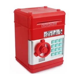 Tropchou Piggy Bank with Dial Lock ATM Security Password Bank Money Coin Piggy Bank Automatic (Red)