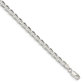The Black Bow 5.7mm Sterling Silver Solid Flat Cuban Anchor Chain Bracelet, 7 Inch