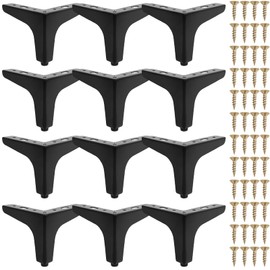 KoMvzyl 12 Pieces Metal Furniture Legs Modern Style Triangle Dresser Legs Sofa Feet DIY Replacement Legs for Chairs Table Cabinet Cupboard Sofa Couch Ottoman (Black, 4 Inch)