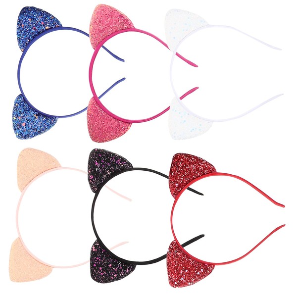 PACKOVE 6Pcs Sequin Cat Ears Headband for Cute Decorative Hairbands