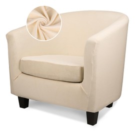 Treaful Barrel Chair Covers Slipcover, 2 Piece Club Arm Chair Couch Slipcover with Chair Cushion, Soft Stretch Velvet Barrel Chair Couch Slipcover Washable Furniture Protector for Pet Dogs