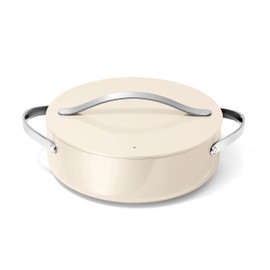 Caraway Rondeau - 6 Qt Non-Stick Pan with Lid - Free From Forever Chemicals - Perfect for Searing, Braising, & Roasting - Cream