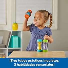 Learning Resources Sensory Trio Fidget Tubes, Juguetes sensoriales para niños con Autismo, Juguetes sensoriales para Adultos, Visión, Sonido y Tacto, 3 Piezas, A Partir de 3 años