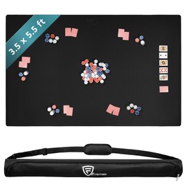 5mm Board Game Mat 42 x 66 Inches, Table Cover for Mahjong, Poker, Playing Cards, Tile Games, Dominoes, and RPG - Neoprene Gaming Playmat, Water Resistant Tabletop with Carrying Bag - Black